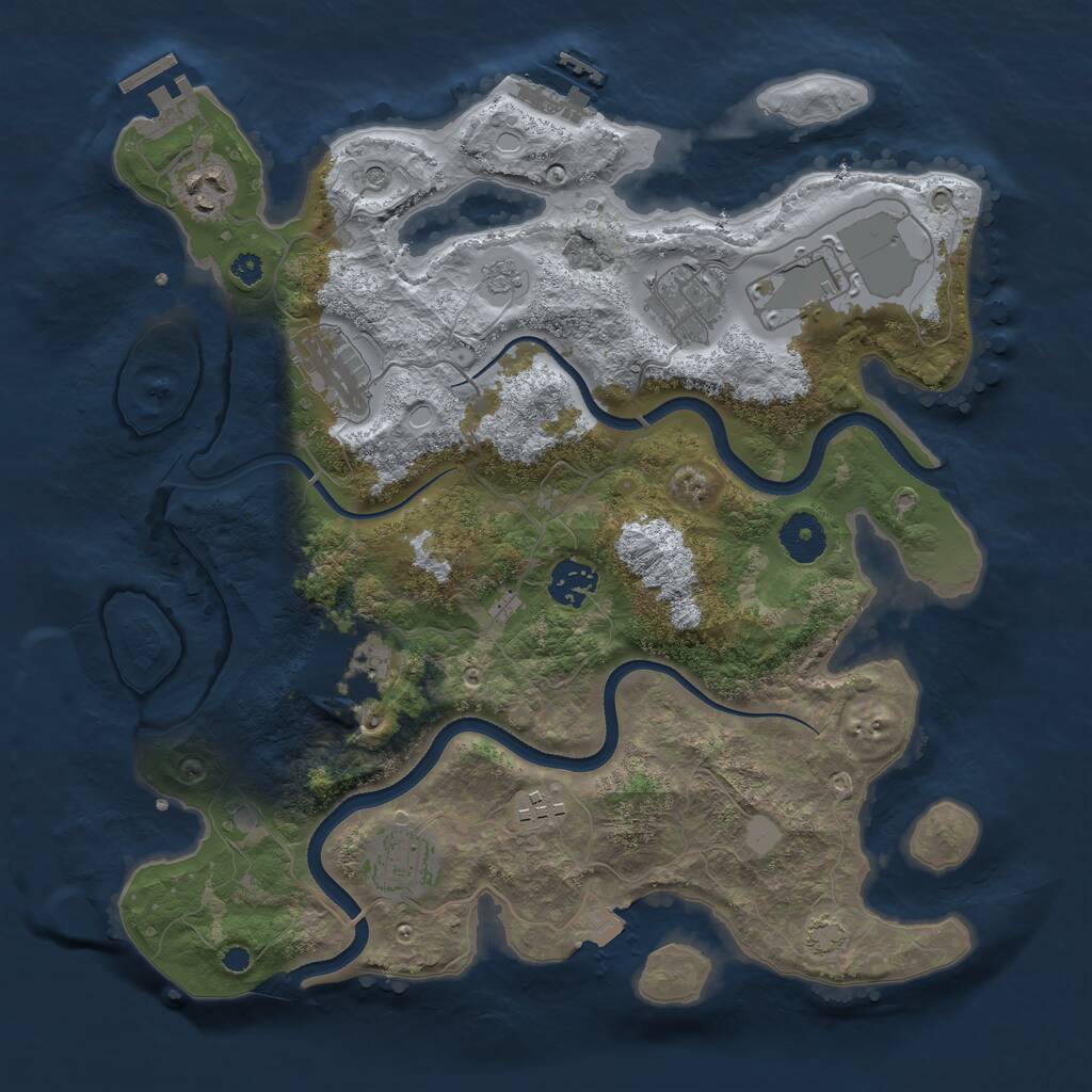 Rust Map: Procedural Map, Size: 3500, Seed: 436754576, 14 Monuments