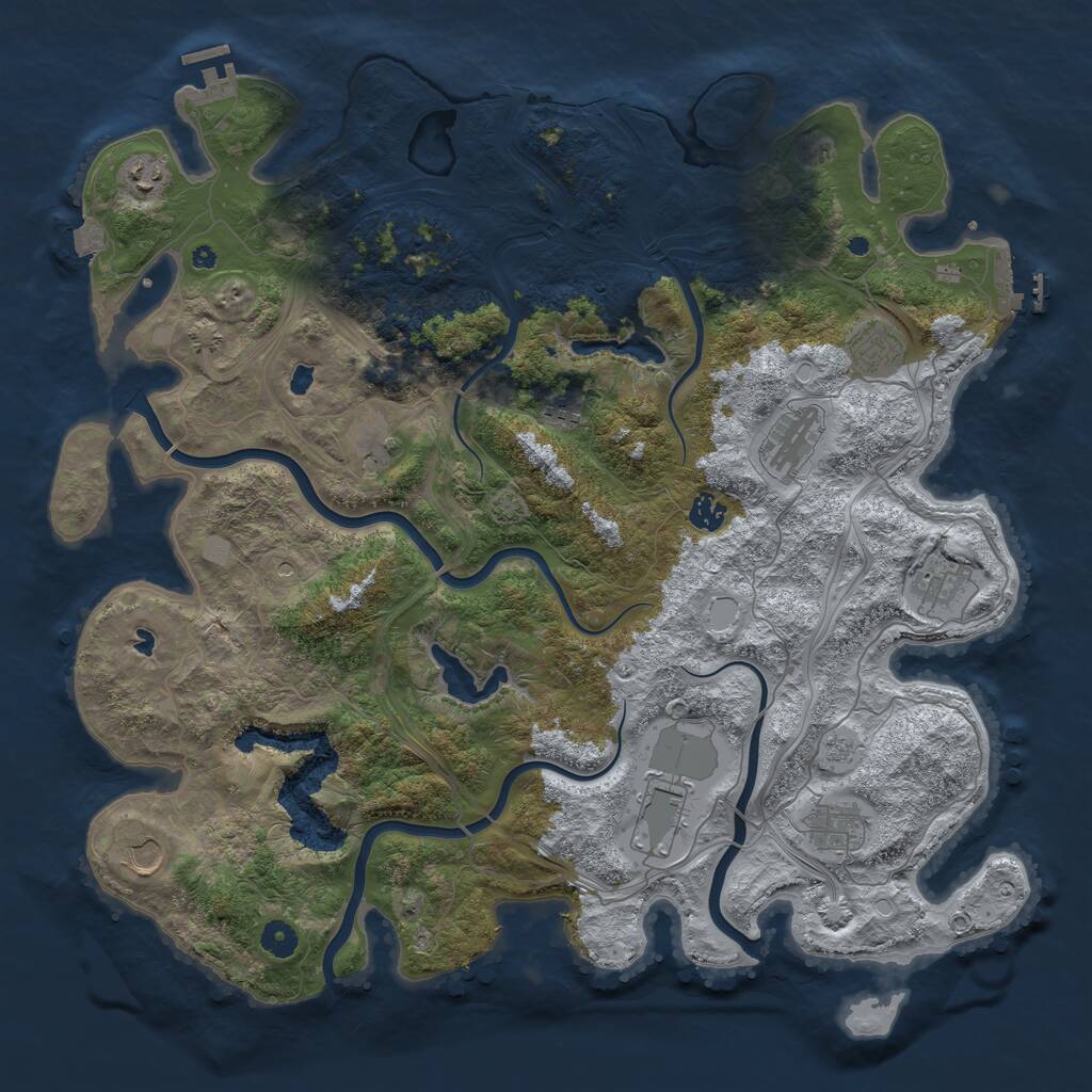 Rust Map: Procedural Map, Size: 4500, Seed: 564654654, 16 Monuments