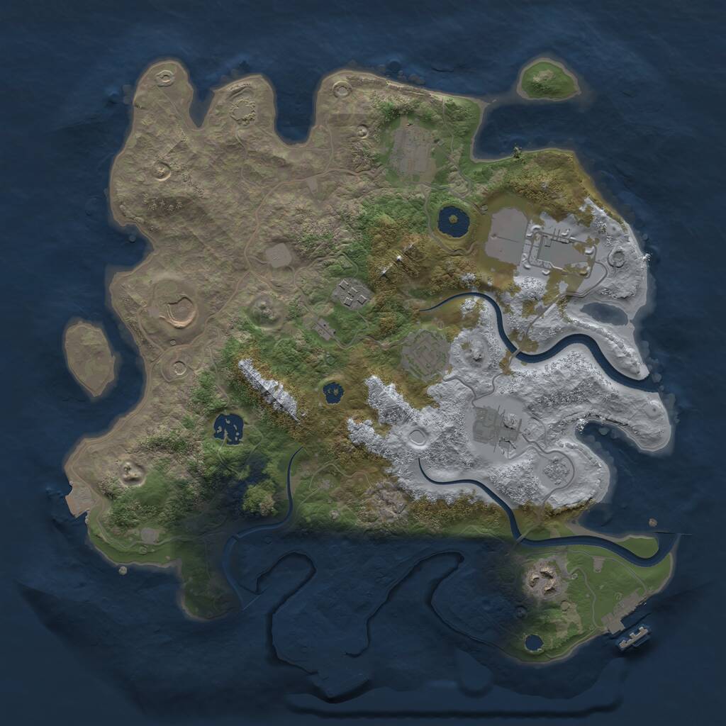 Rust Map: Procedural Map, Size: 3500, Seed: 326889285, 14 Monuments