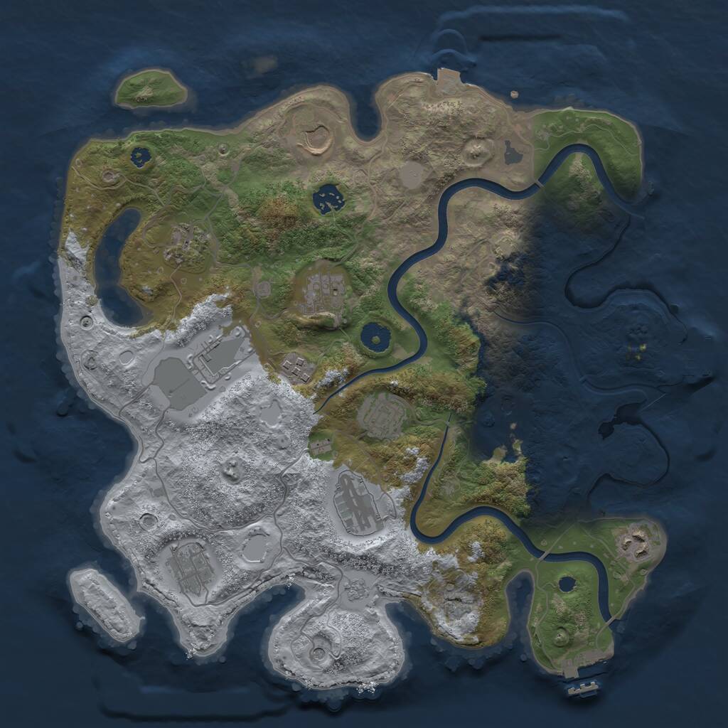 Rust Map: Procedural Map, Size: 3700, Seed: 5622989, 17 Monuments