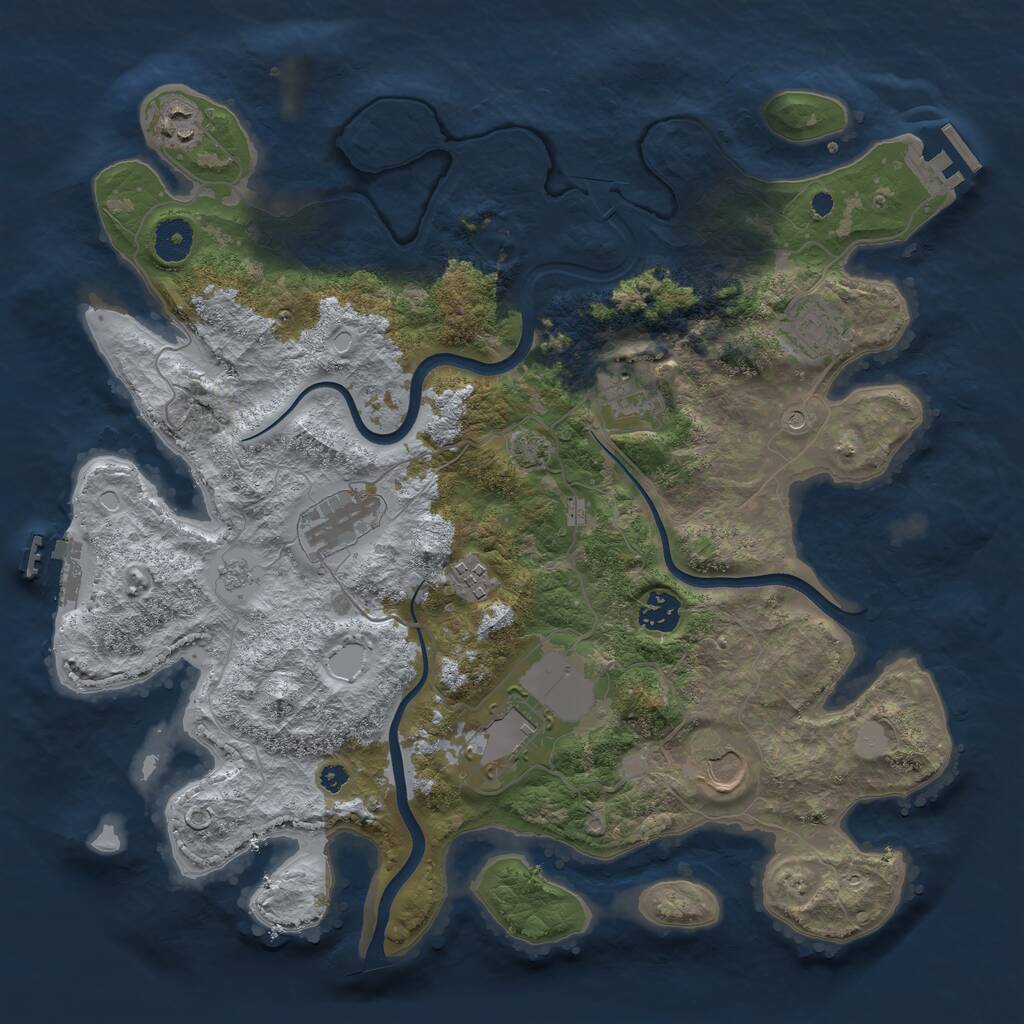 Rust Map: Procedural Map, Size: 3750, Seed: 533701133, 14 Monuments