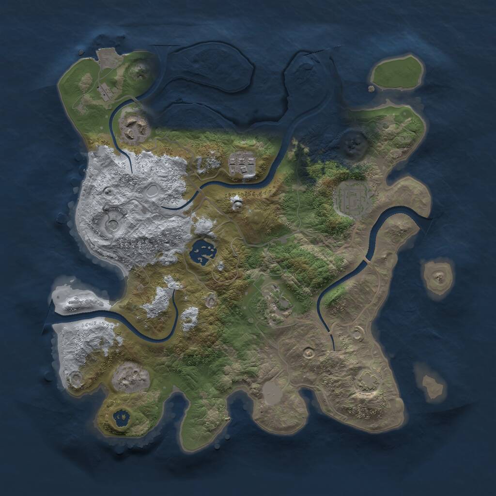 Rust Map: Procedural Map, Size: 3000, Seed: 731788173, 8 Monuments
