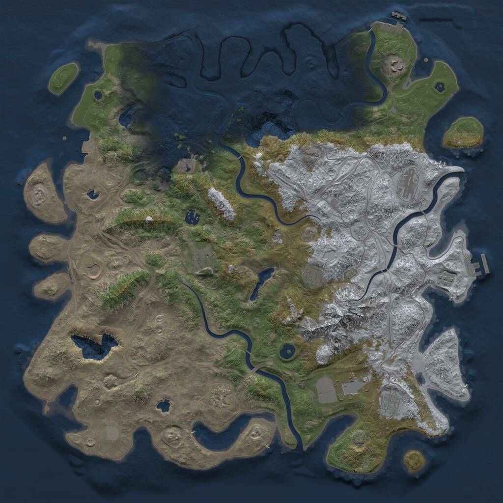 Rust Map: Procedural Map, Size: 5000, Seed: 1808670345, 17 Monuments