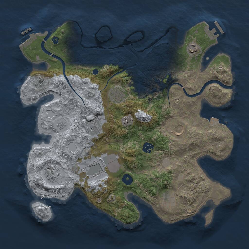Rust Map: Procedural Map, Size: 3500, Seed: 1321140591, 15 Monuments