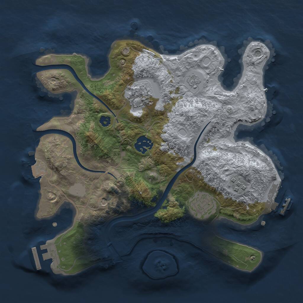 Rust Map: Procedural Map, Size: 2688, Seed: 579252291, 9 Monuments