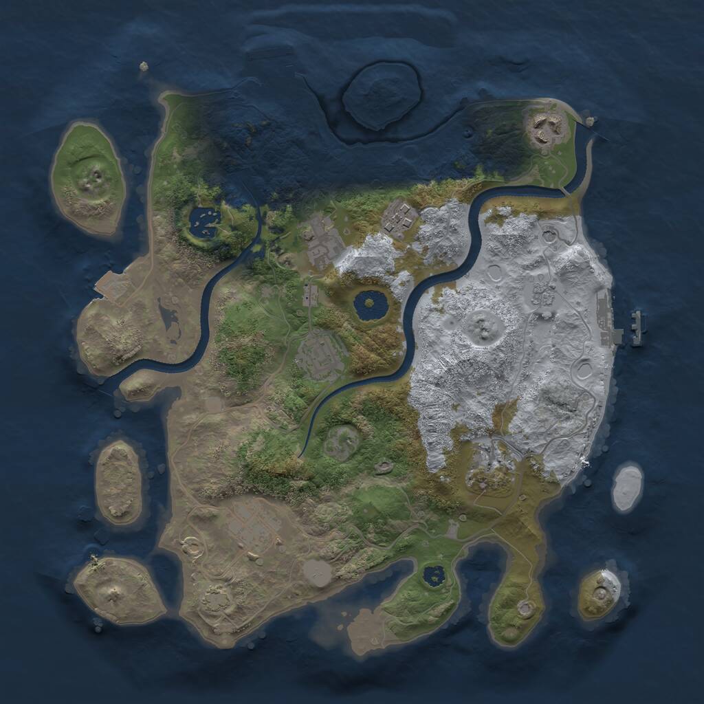 Rust Map: Procedural Map, Size: 3250, Seed: 1088766340, 13 Monuments