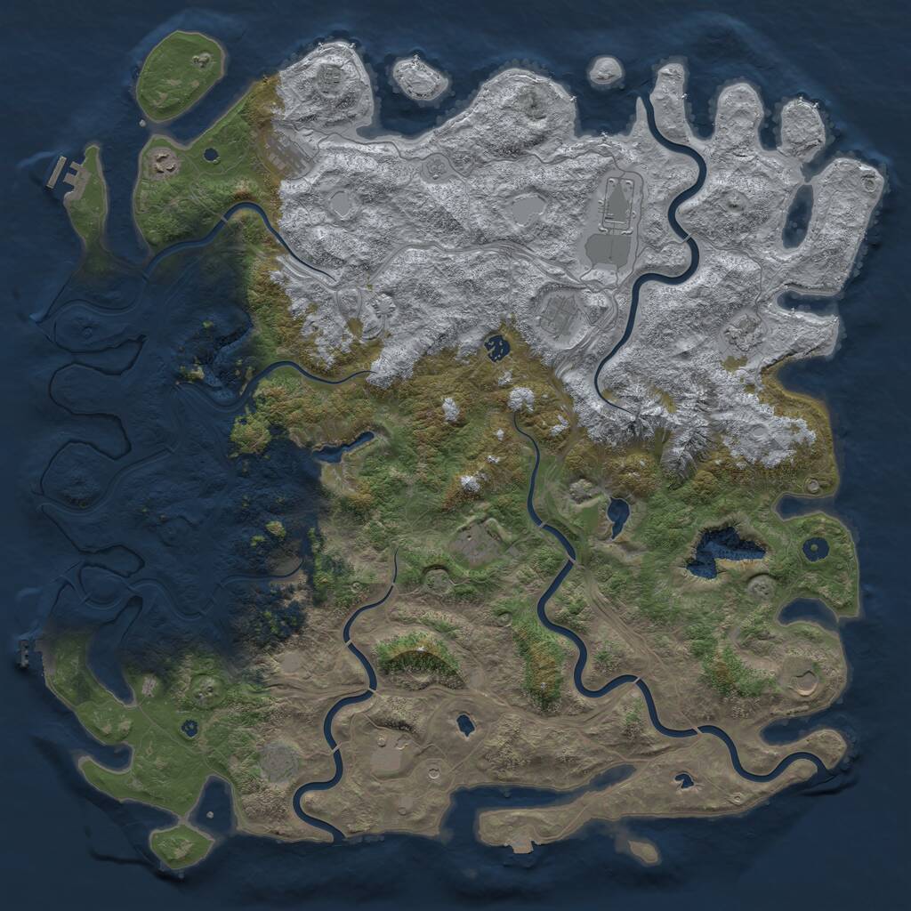 Rust Map: Procedural Map, Size: 5500, Seed: 238909786, 17 Monuments