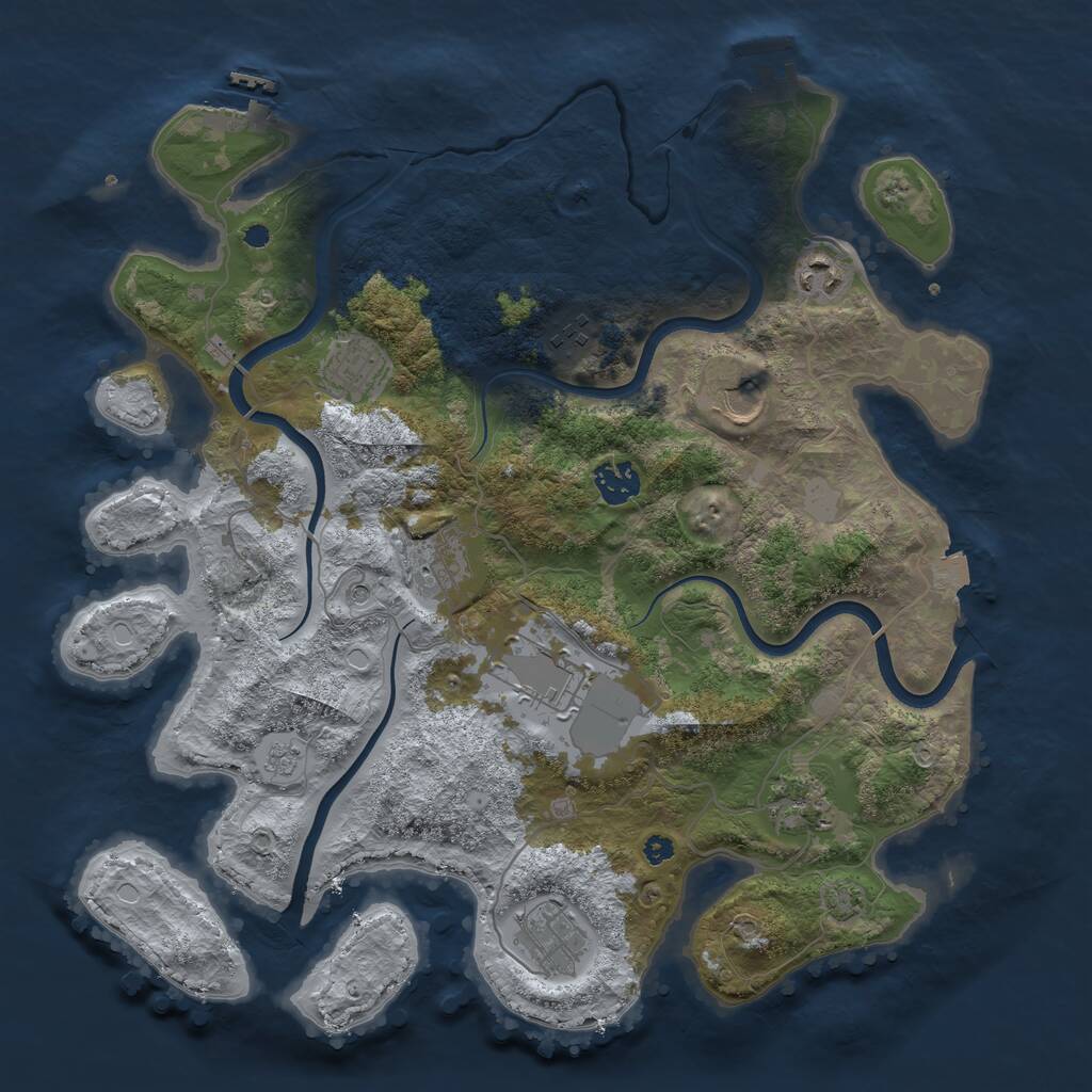 Rust Map: Procedural Map, Size: 3700, Seed: 123244567, 15 Monuments