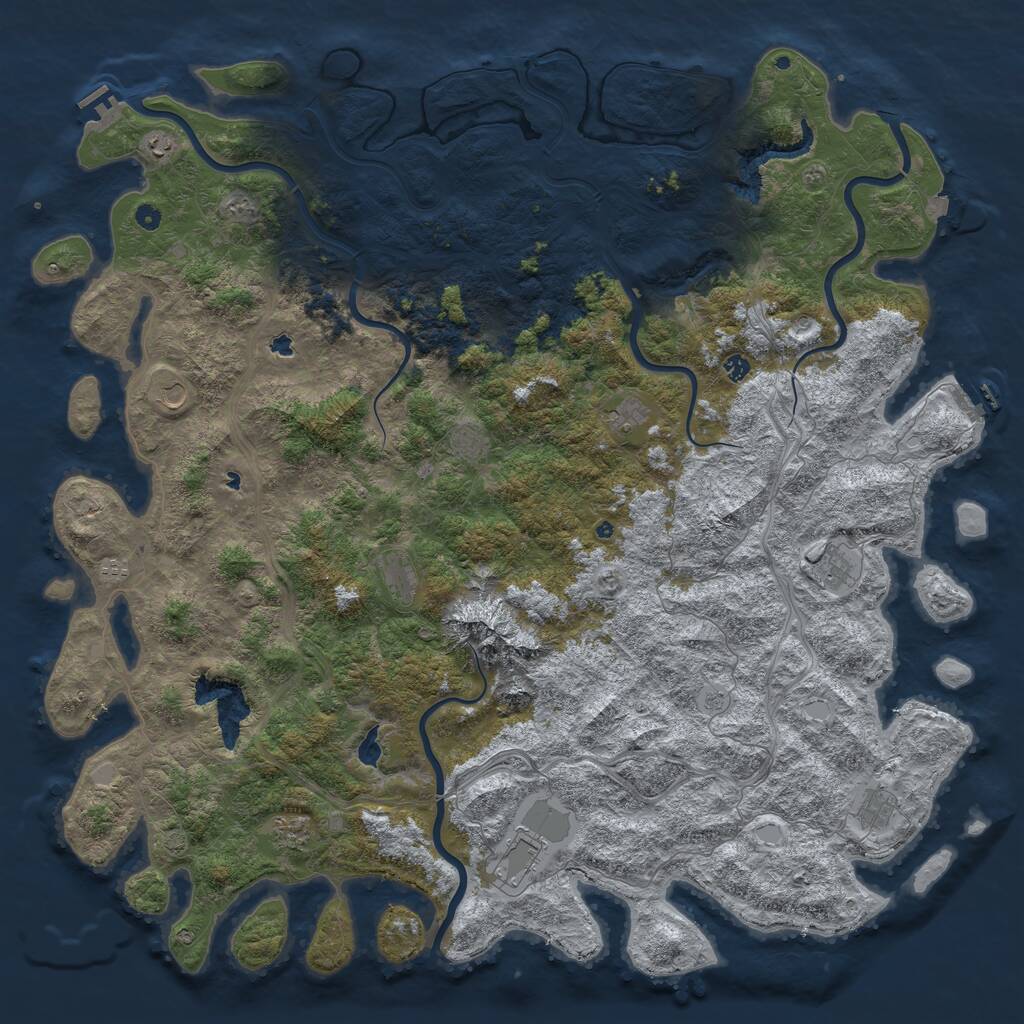 Rust Map: Procedural Map, Size: 6000, Seed: 894889733, 17 Monuments