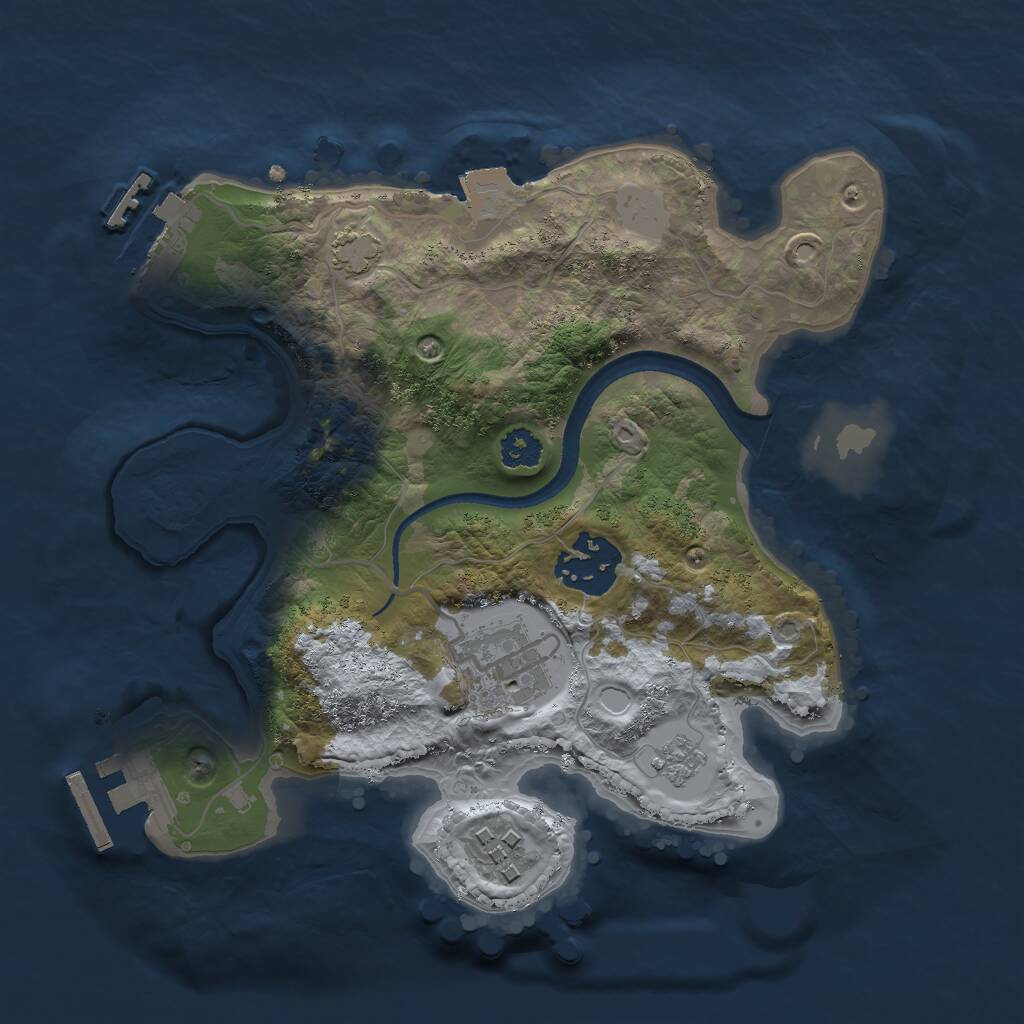 Rust Map: Procedural Map, Size: 2500, Seed: 661473840, 8 Monuments