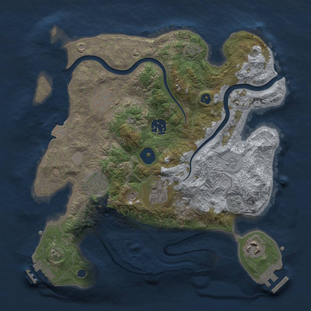 Rust Map: Procedural Map, Size: 3000, Seed: 1258706473, 12 Monuments