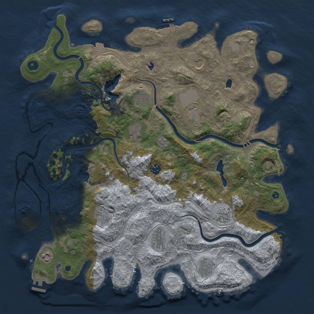 Rust Map: Procedural Map, Size: 4500, Seed: 1308881753, 17 Monuments