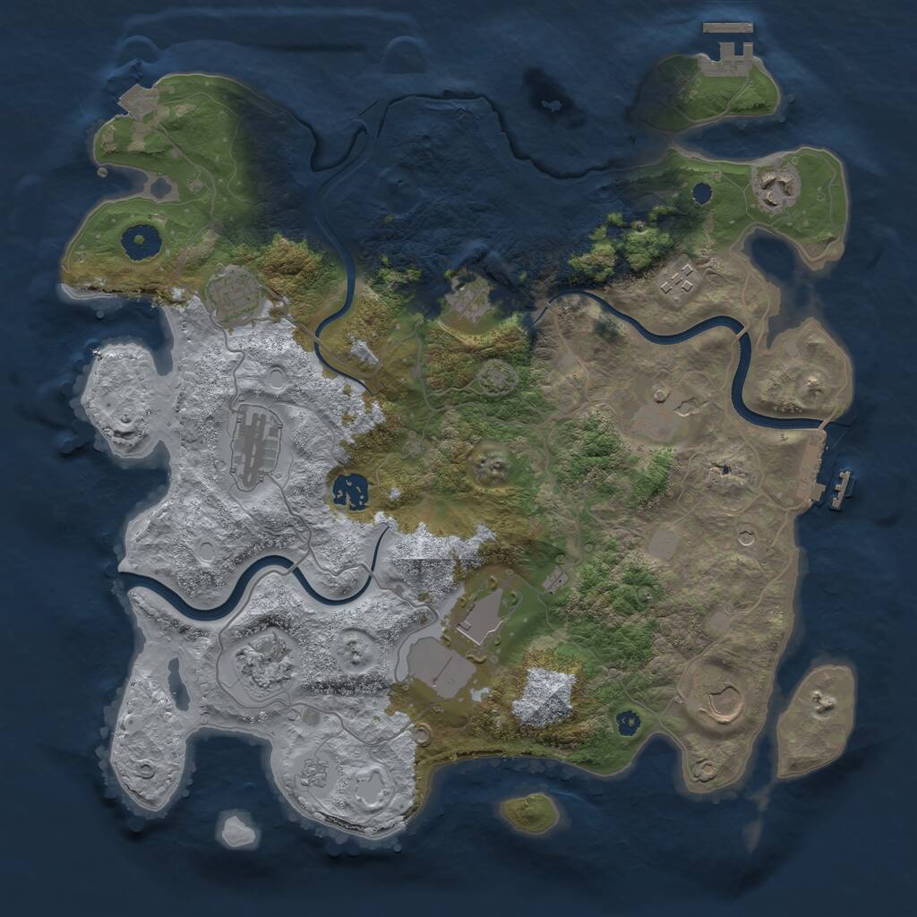 Rust Map: Procedural Map, Size: 3700, Seed: 720554078, 16 Monuments