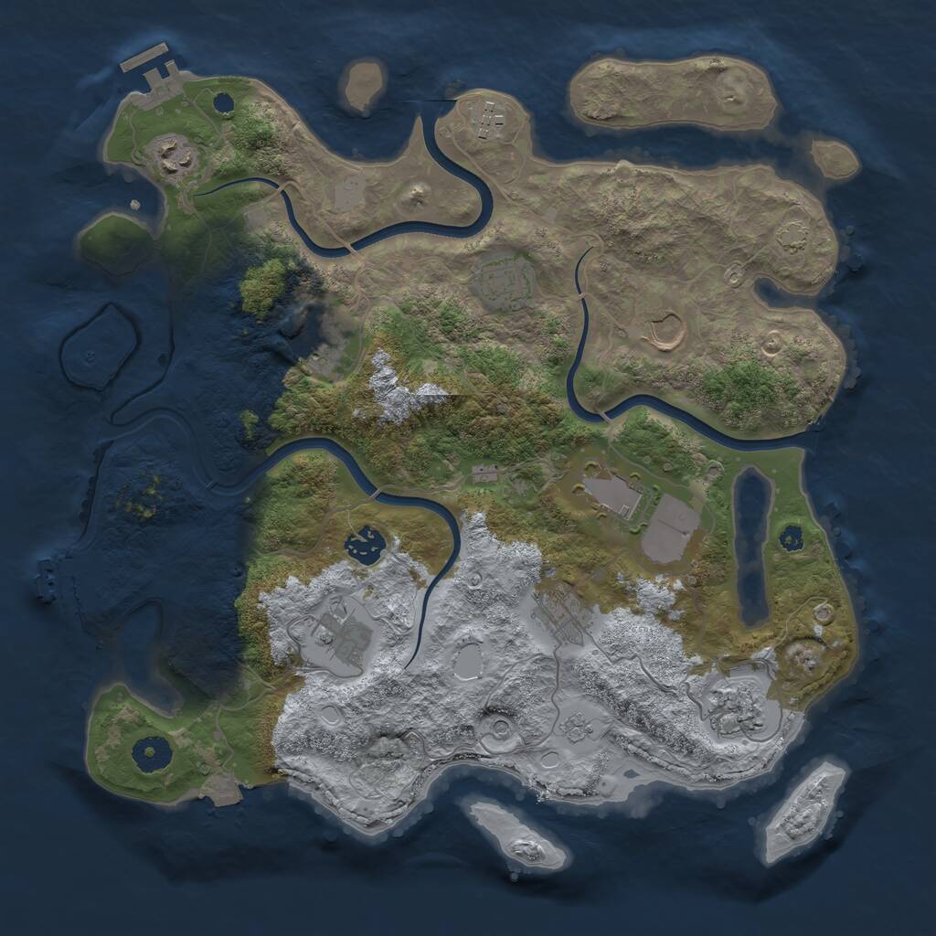 Rust Map: Procedural Map, Size: 3750, Seed: 1749968565, 16 Monuments