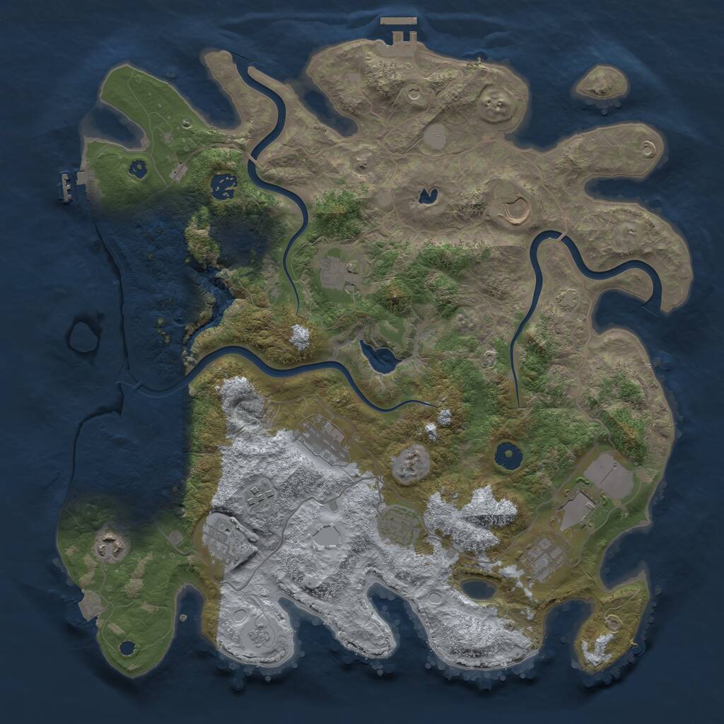 Rust Map: Procedural Map, Size: 4000, Seed: 52412541, 16 Monuments