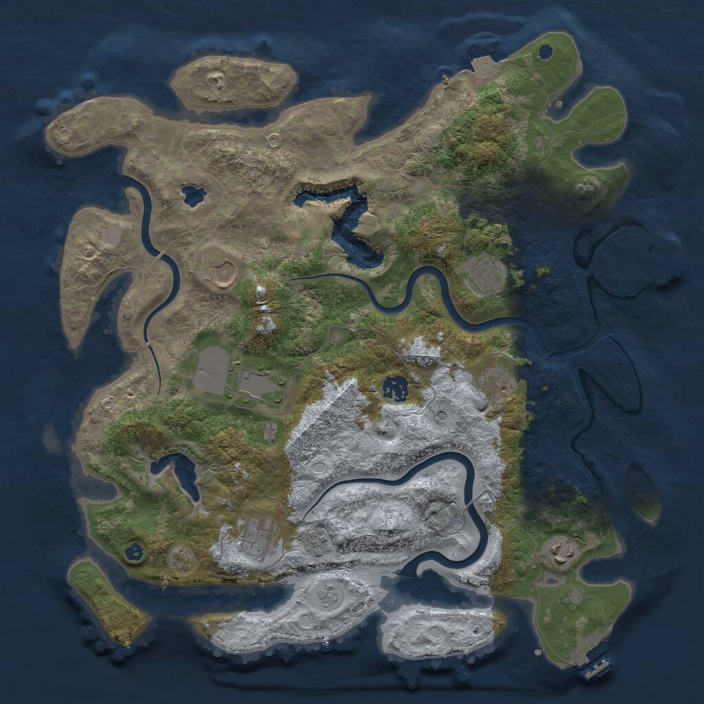 Rust Map: Procedural Map, Size: 4000, Seed: 123478, 14 Monuments