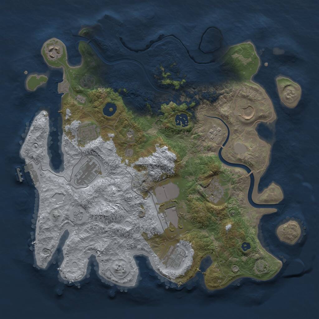 Rust Map: Procedural Map, Size: 3500, Seed: 875199853, 15 Monuments
