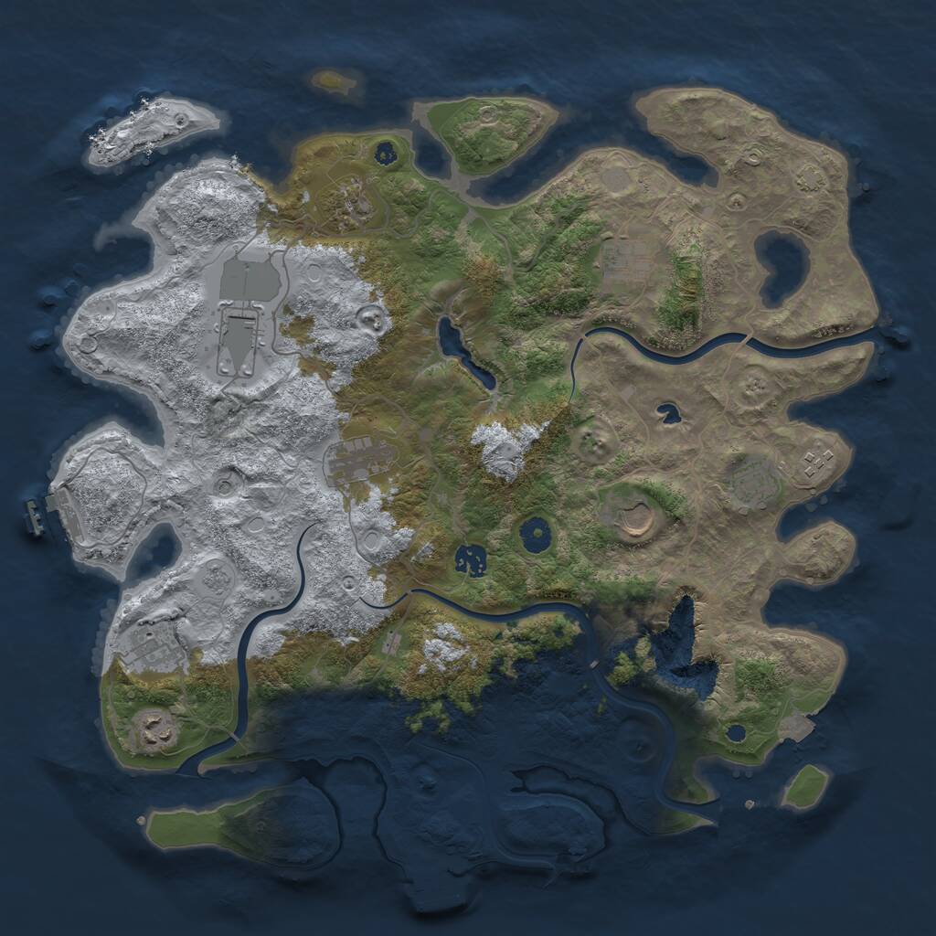 Rust Map: Procedural Map, Size: 4200, Seed: 38523, 16 Monuments