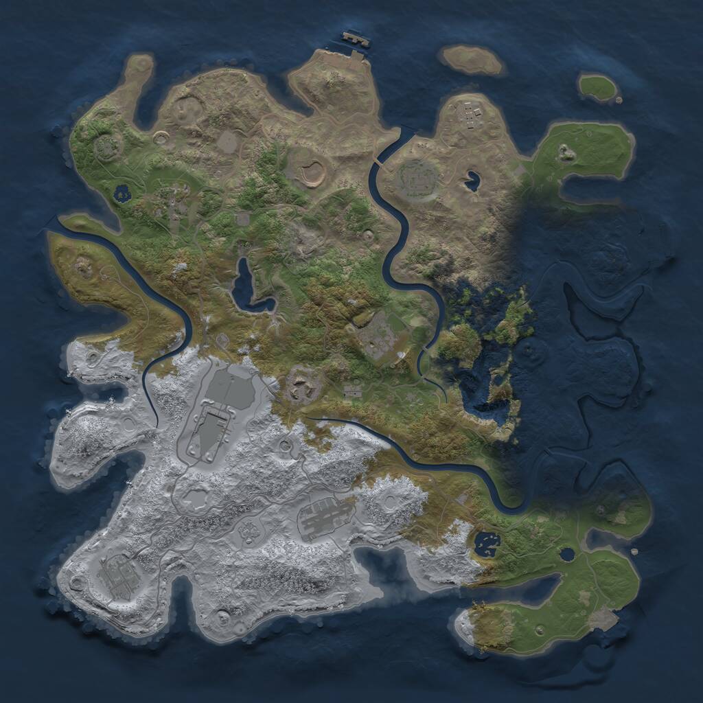 Rust Map: Procedural Map, Size: 4000, Seed: 619706299, 16 Monuments
