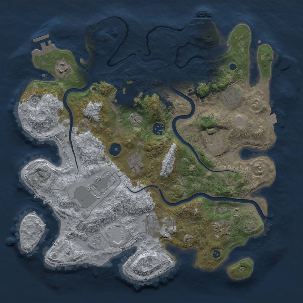 Rust Map: Procedural Map, Size: 3700, Seed: 1246391420, 16 Monuments