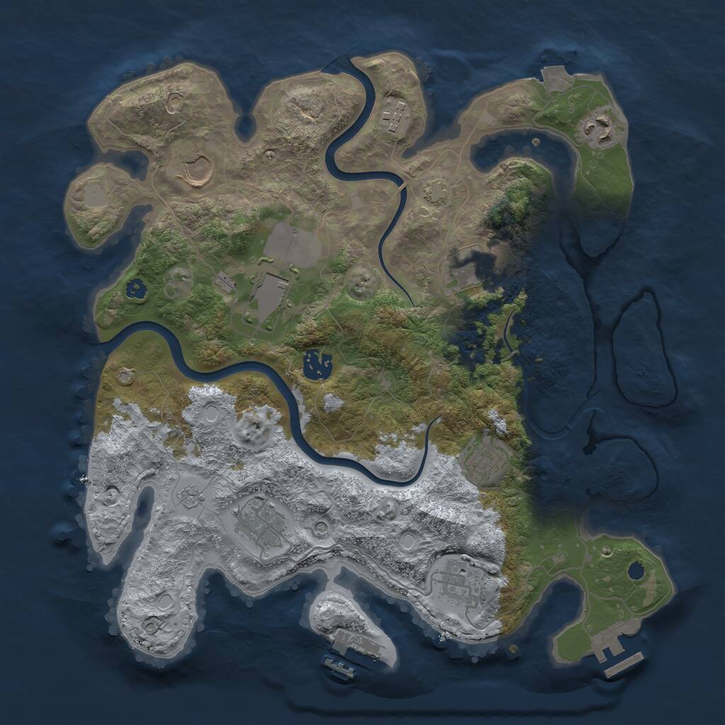 Rust Map: Procedural Map, Size: 3500, Seed: 23763368, 15 Monuments