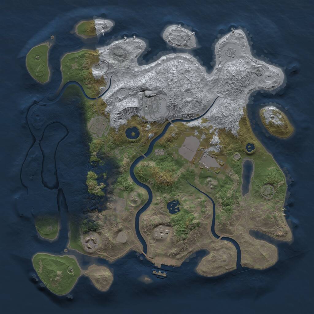 Rust Map: Procedural Map, Size: 3500, Seed: 213461543, 13 Monuments