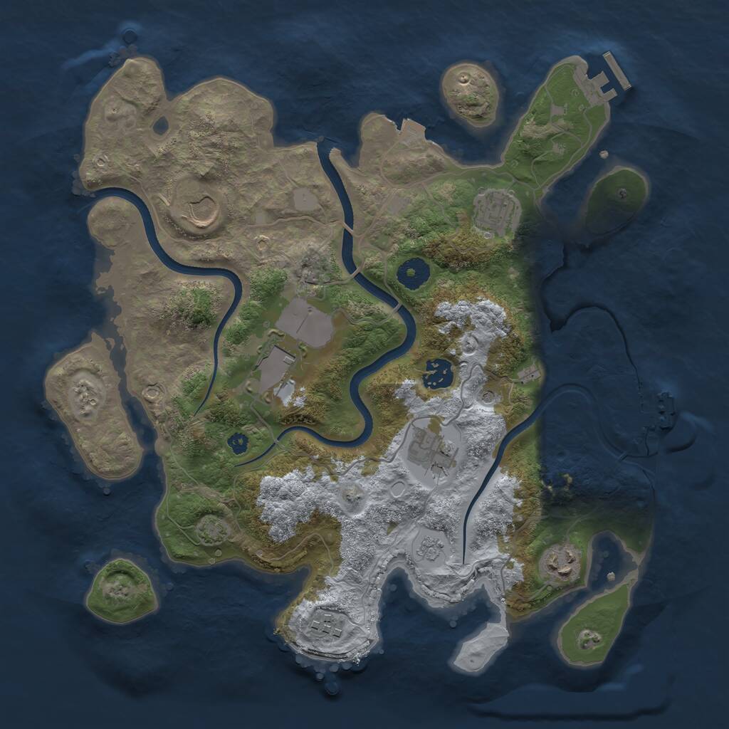 Rust Map: Procedural Map, Size: 3500, Seed: 494774334, 13 Monuments
