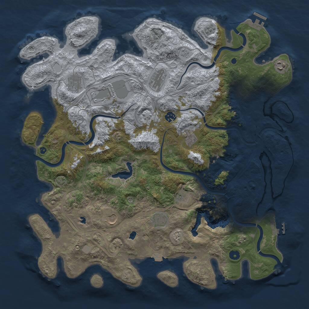 Rust Map: Procedural Map, Size: 4500, Seed: 393944957, 16 Monuments