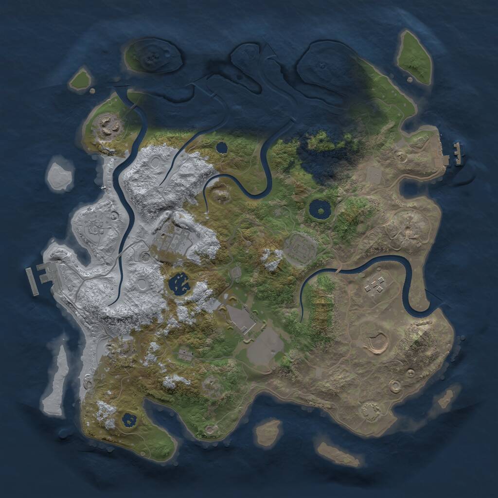 Rust Map: Procedural Map, Size: 3500, Seed: 1838373236, 14 Monuments