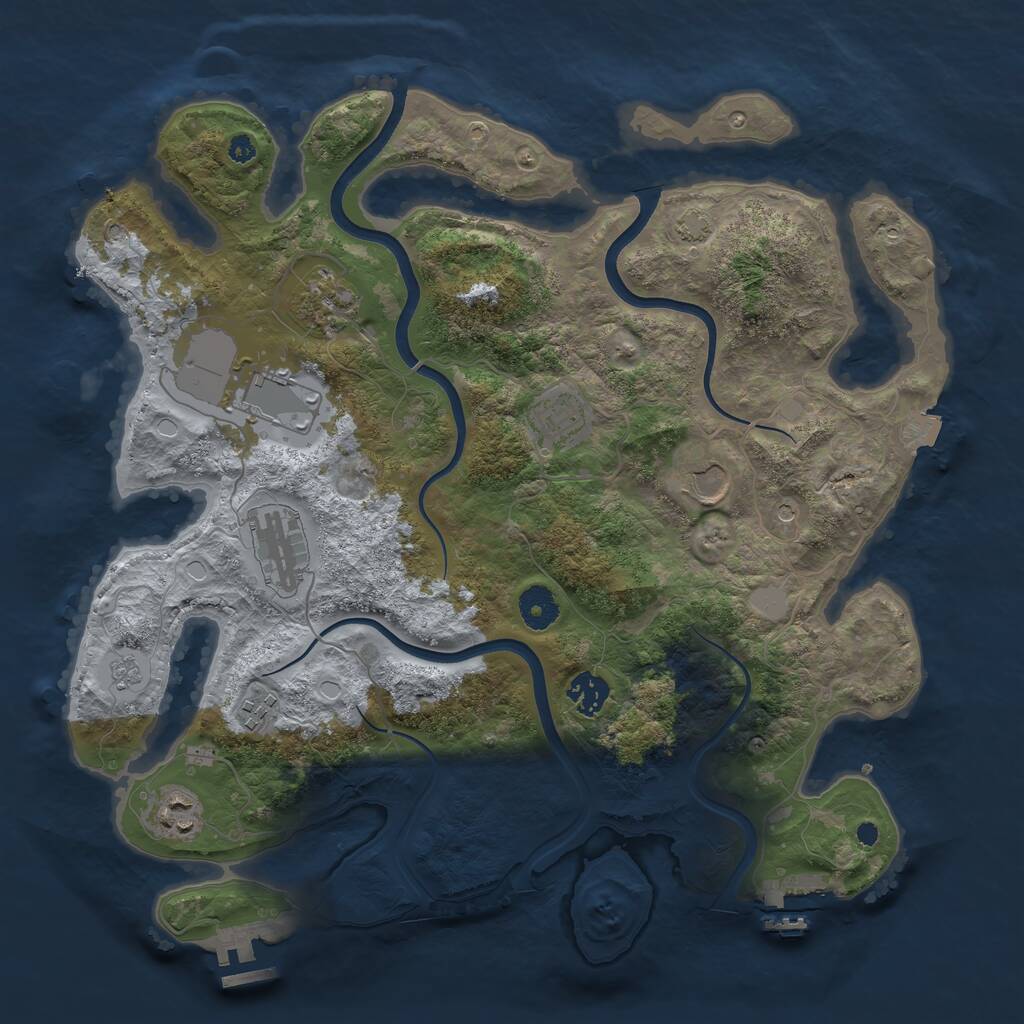 Rust Map: Procedural Map, Size: 3750, Seed: 2005208710, 14 Monuments