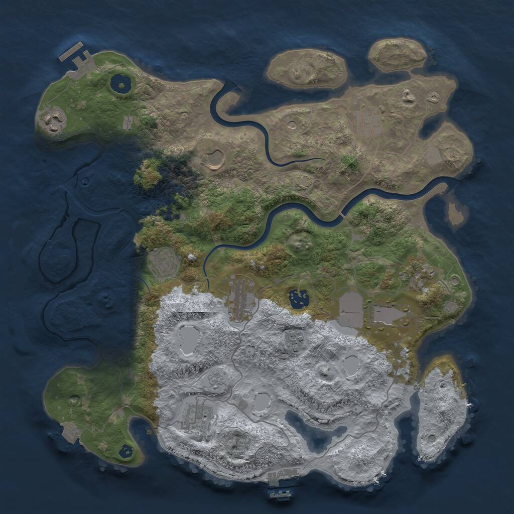 Rust Map: Procedural Map, Size: 3750, Seed: 1042365419, 16 Monuments