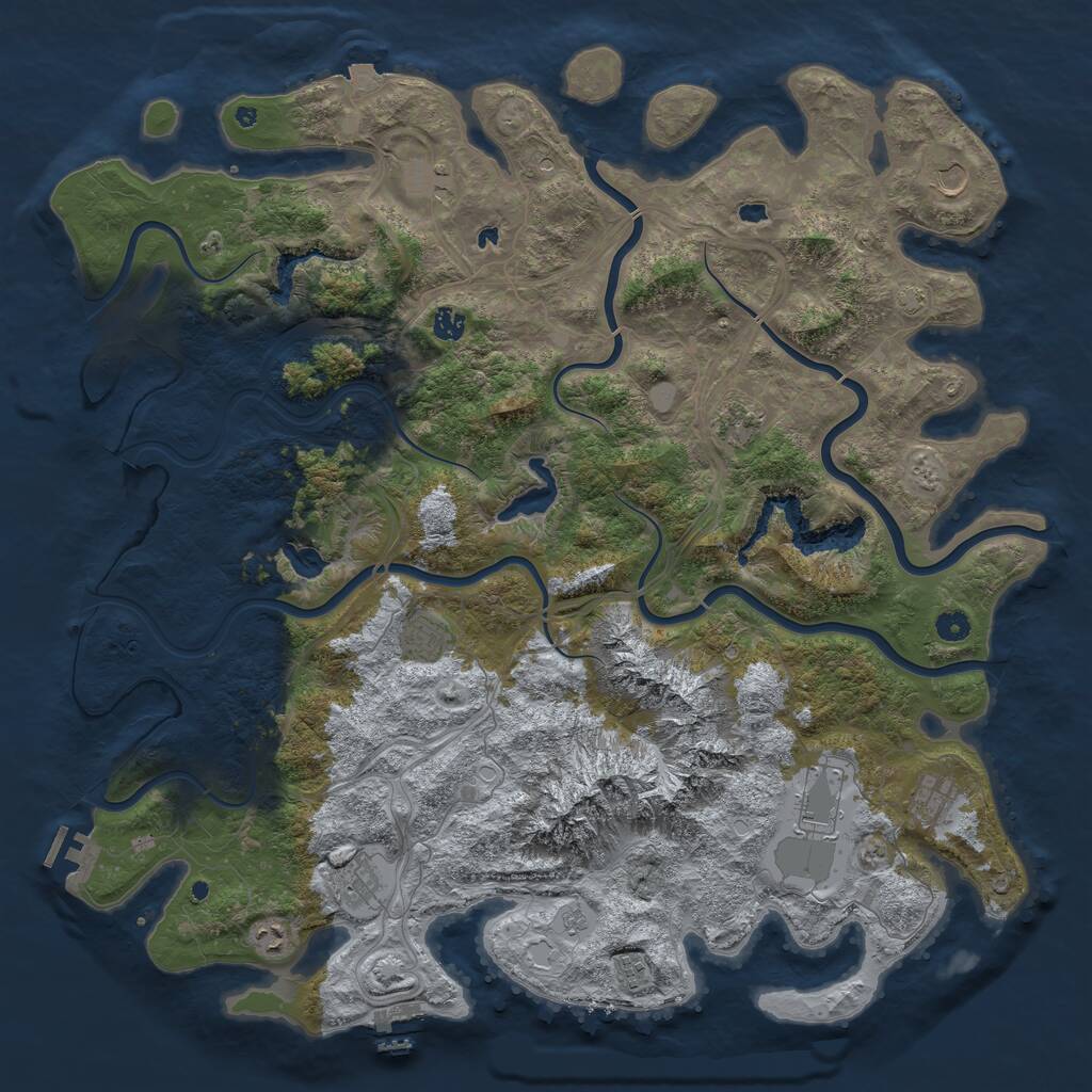 Rust Map: Procedural Map, Size: 5000, Seed: 828777149, 16 Monuments