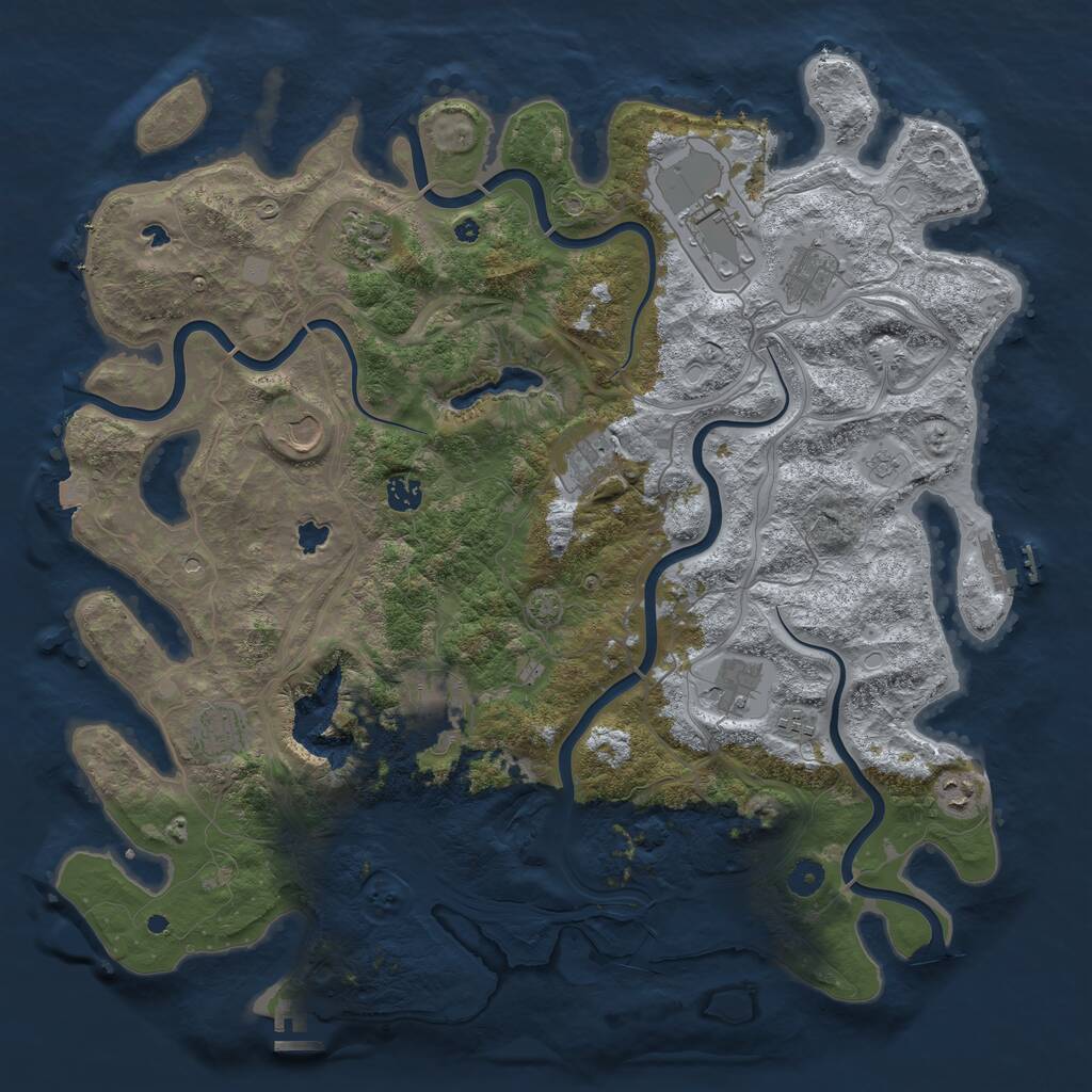 Rust Map: Procedural Map, Size: 4500, Seed: 56667891, 17 Monuments