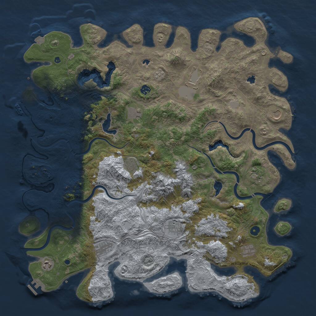 Rust Map: Procedural Map, Size: 5000, Seed: 338394107, 17 Monuments