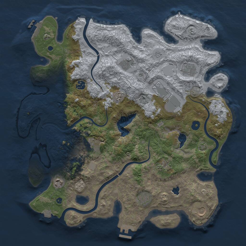 Rust Map: Procedural Map, Size: 4050, Seed: 986812579, 16 Monuments