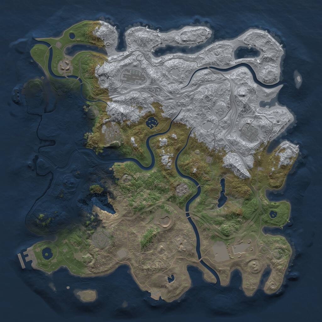 Rust Map: Procedural Map, Size: 4250, Seed: 1236874381, 15 Monuments