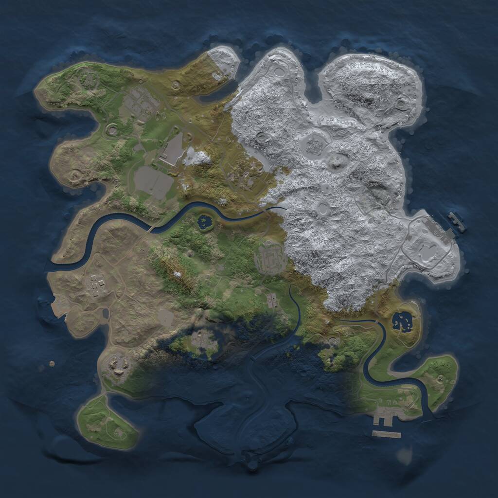 Rust Map: Procedural Map, Size: 3500, Seed: 1450905391, 14 Monuments