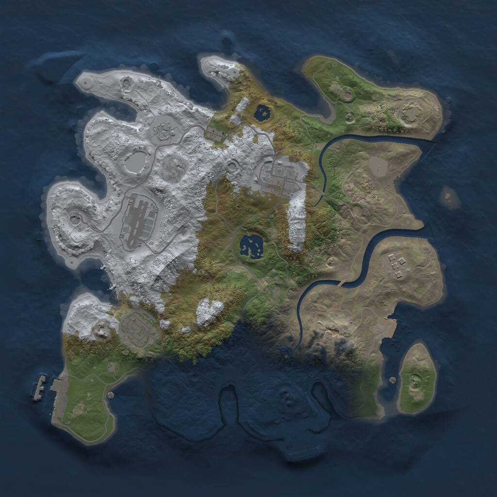 Rust Map: Procedural Map, Size: 3000, Seed: 1142201051, 11 Monuments