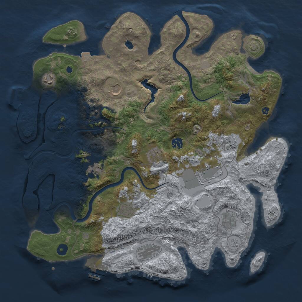 Rust Map: Procedural Map, Size: 4000, Seed: 967156126, 17 Monuments