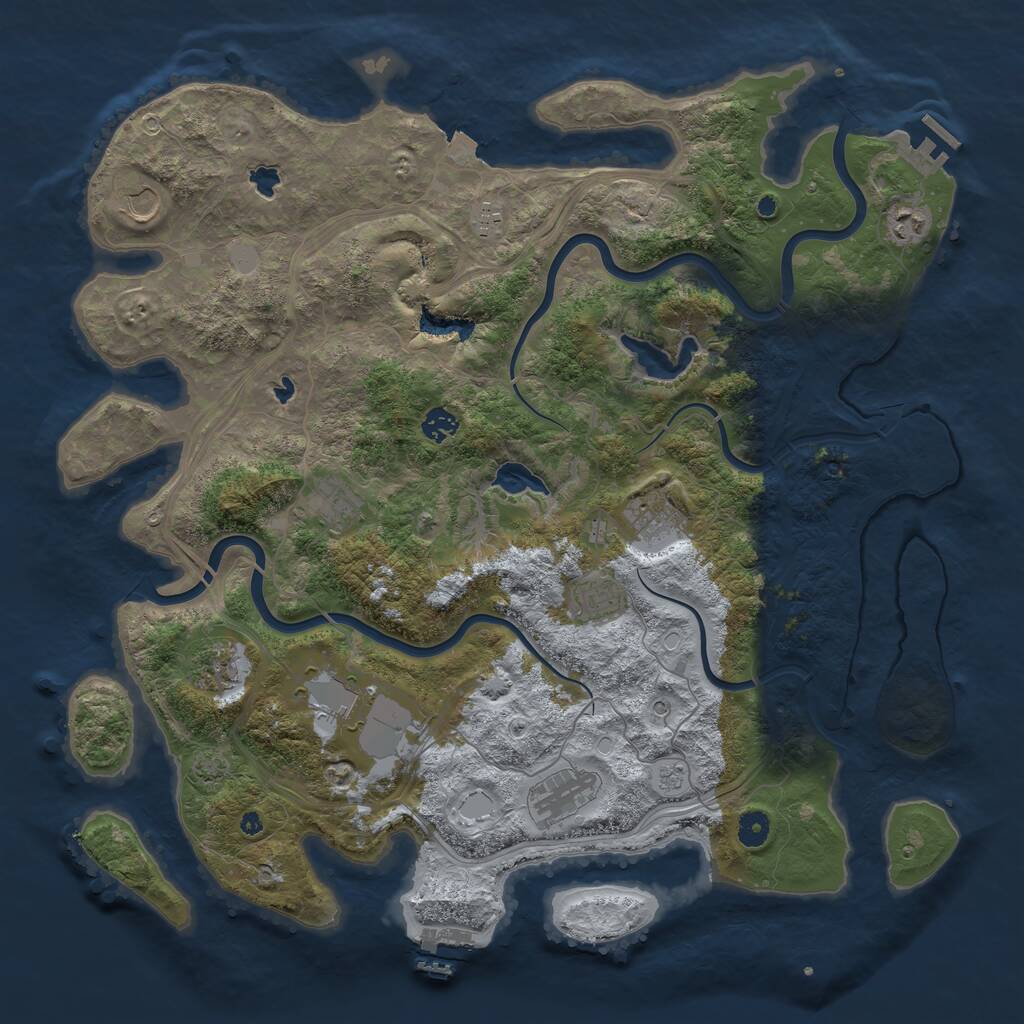 Rust Map: Procedural Map, Size: 4500, Seed: 1936386924, 16 Monuments
