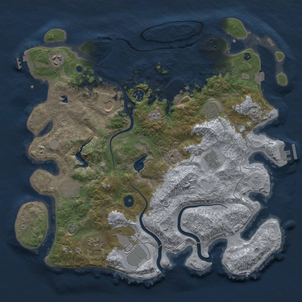 Rust Map: Procedural Map, Size: 4000, Seed: 2066396709, 16 Monuments