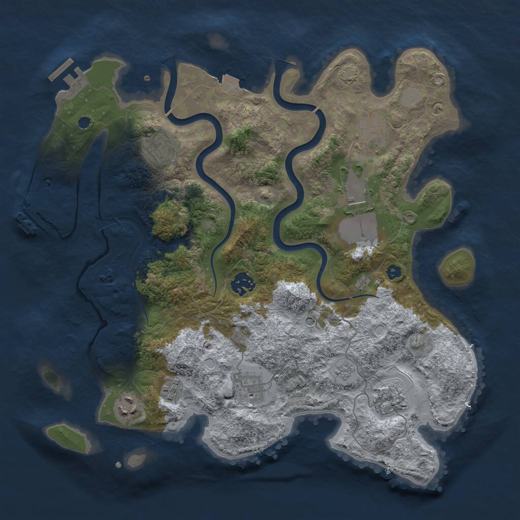 Rust Map: Procedural Map, Size: 3500, Seed: 1044, 14 Monuments