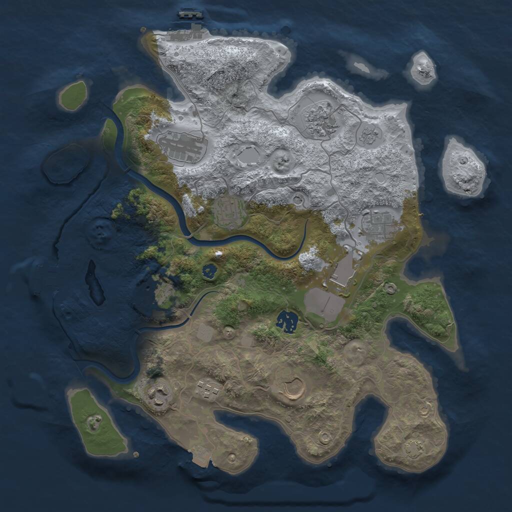 Rust Map: Procedural Map, Size: 3500, Seed: 1863733403, 16 Monuments