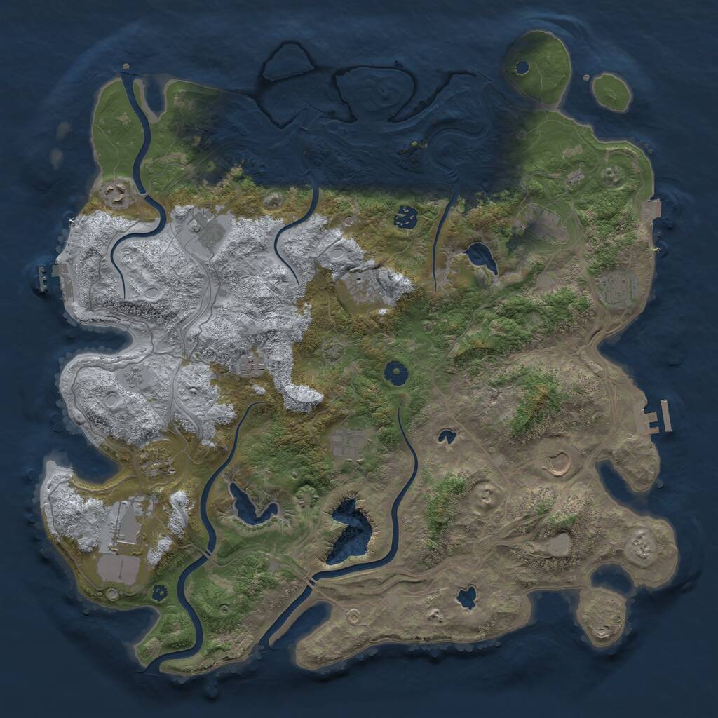 Rust Map: Procedural Map, Size: 4500, Seed: 1100373144, 17 Monuments