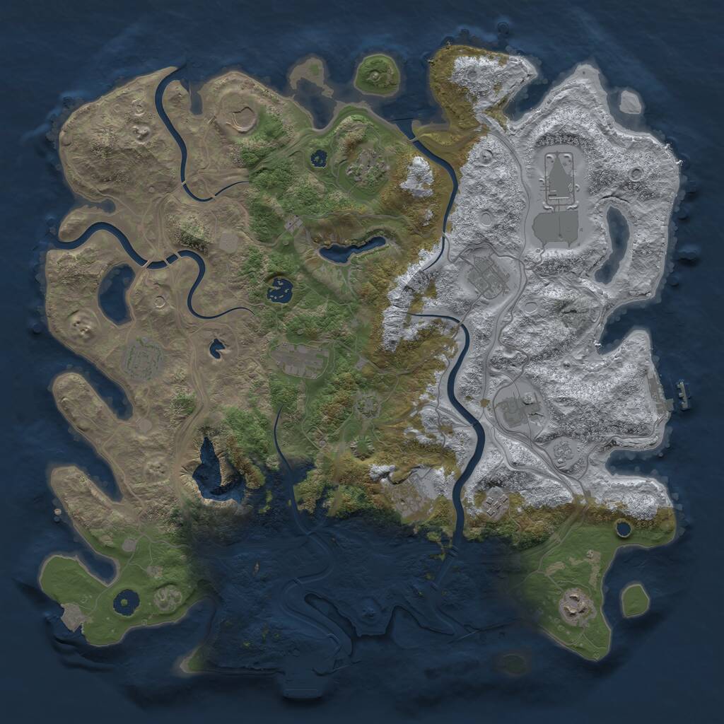 Rust Map: Procedural Map, Size: 4250, Seed: 56667891, 17 Monuments