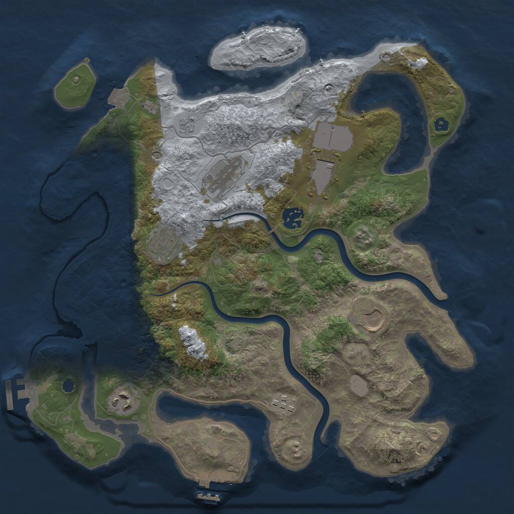 Rust Map: Procedural Map, Size: 3500, Seed: 2102521680, 13 Monuments