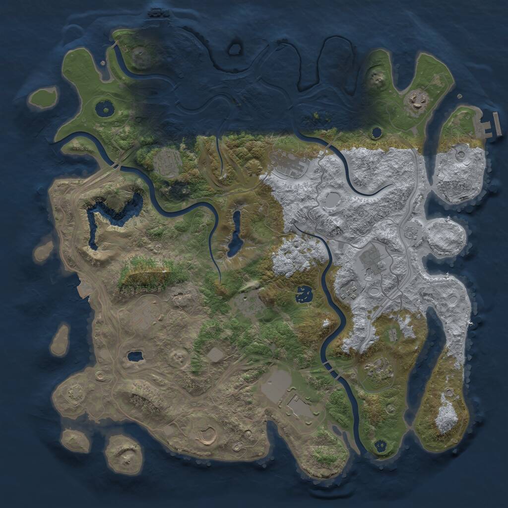 Rust Map: Procedural Map, Size: 4250, Seed: 77429422, 17 Monuments