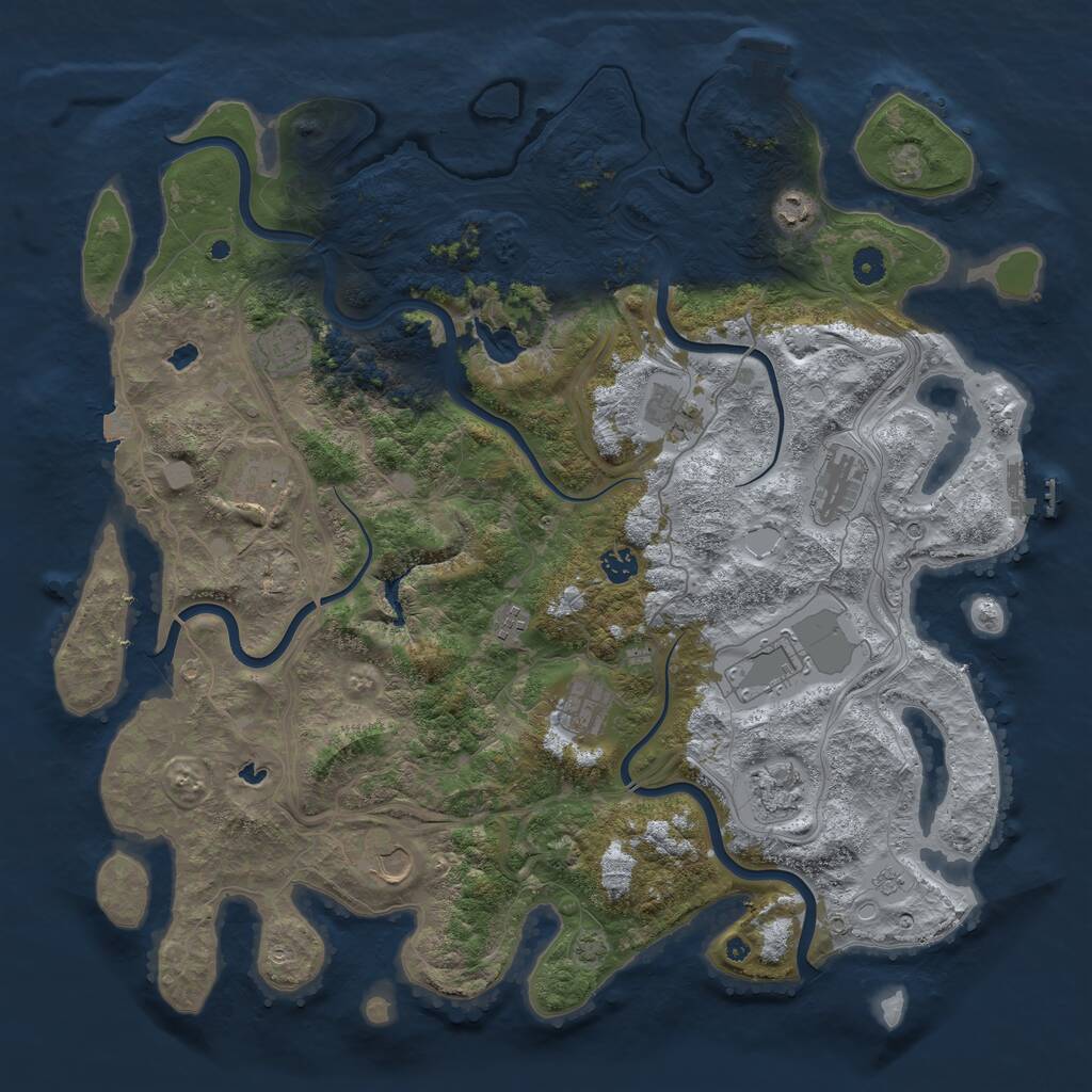 Rust Map: Procedural Map, Size: 4600, Seed: 1149580219, 17 Monuments
