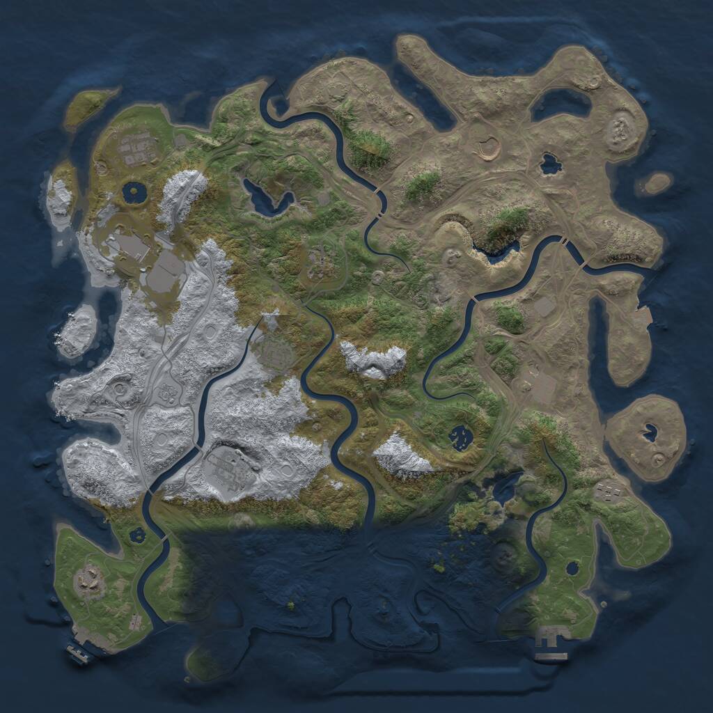 Rust Map: Procedural Map, Size: 4500, Seed: 1468221377, 16 Monuments