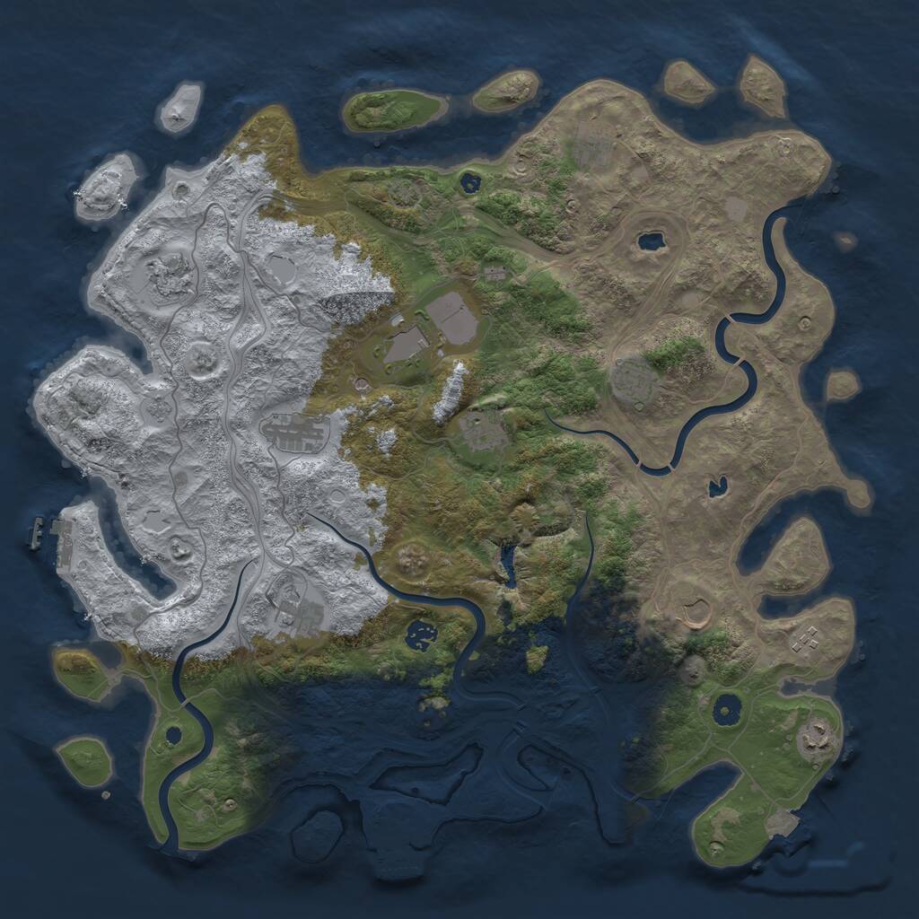 Rust Map: Procedural Map, Size: 4500, Seed: 352953425, 17 Monuments